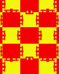 Bold Red Yellow Block Abstract Rug