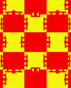 Bold Red Yellow Block Abstract Rug