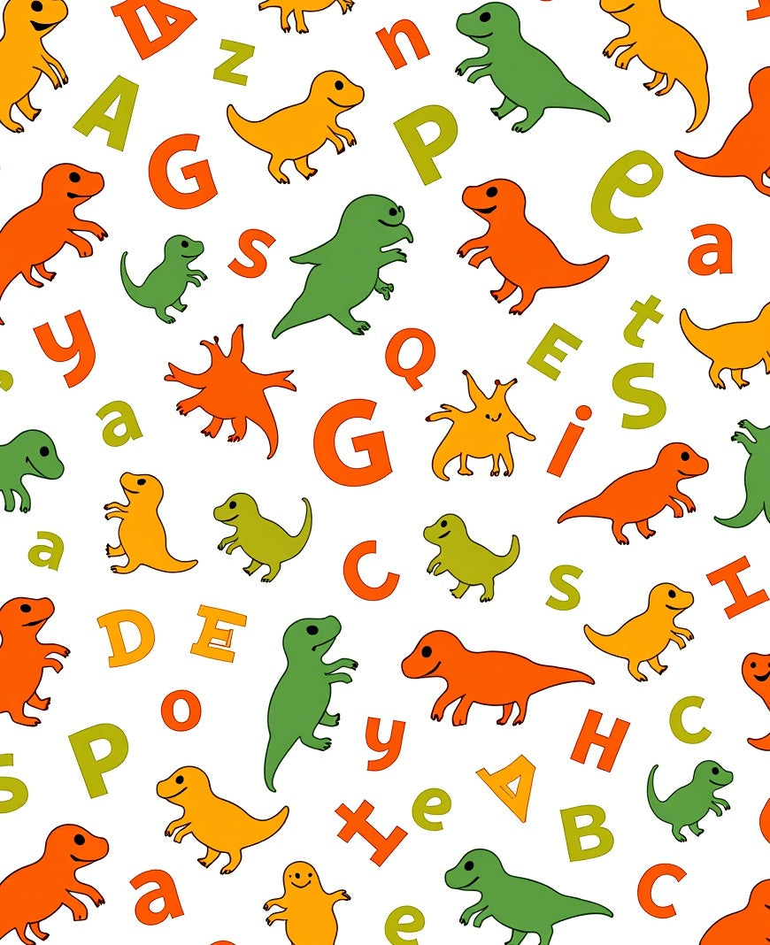 Colorful Dinosaurs and Alphabet Collage Rug