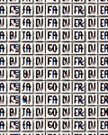 Retro Glitch Text Collage Red Blue Rug