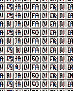 Retro Glitch Text Collage Red Blue Rug