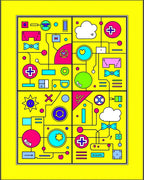 Cybernetic Abstract Geometric Circuitry Rug