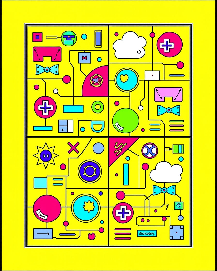 Cybernetic Abstract Geometric Circuitry Rug