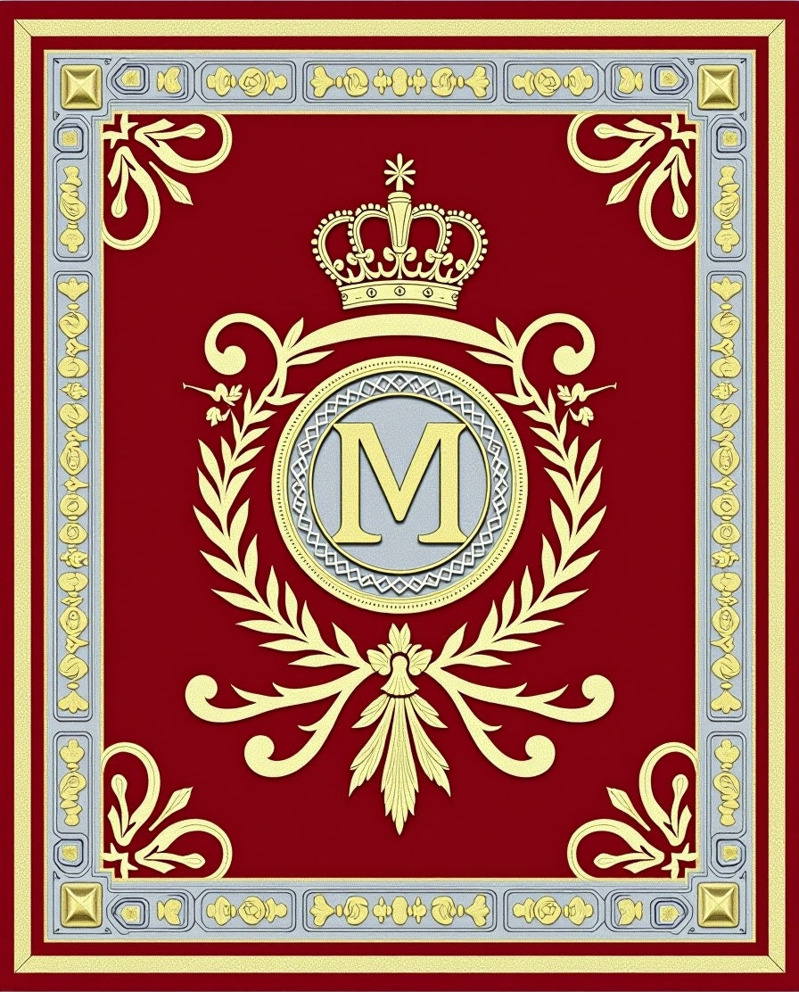Crimson Crown Monogram Emblem Laurel Rug