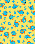 Whimsical Blue Orange Monsters ABC Rug