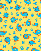 Whimsical Blue Orange Monsters ABC Rug