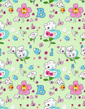 Whimsical Floral Letters Light Green Background Rug