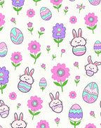 Pink Purple Easter Bunnies Flowers Eggs Rug