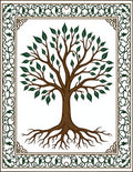 Brown Tree of Life Green Border Rug
