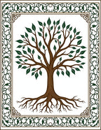Brown Tree of Life Green Border Rug