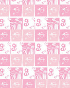 Pink Floral Checkerboard Abstraction Rug