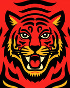 Bold Red Tiger Face Graphic Rug