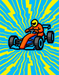 Vibrant Orange Racing car Energy Burst Rug