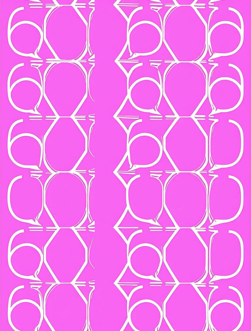 Pink White Interlocking Geometric Abstract Rug