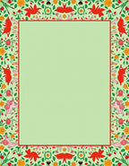 Red Creature Floral Border Rug