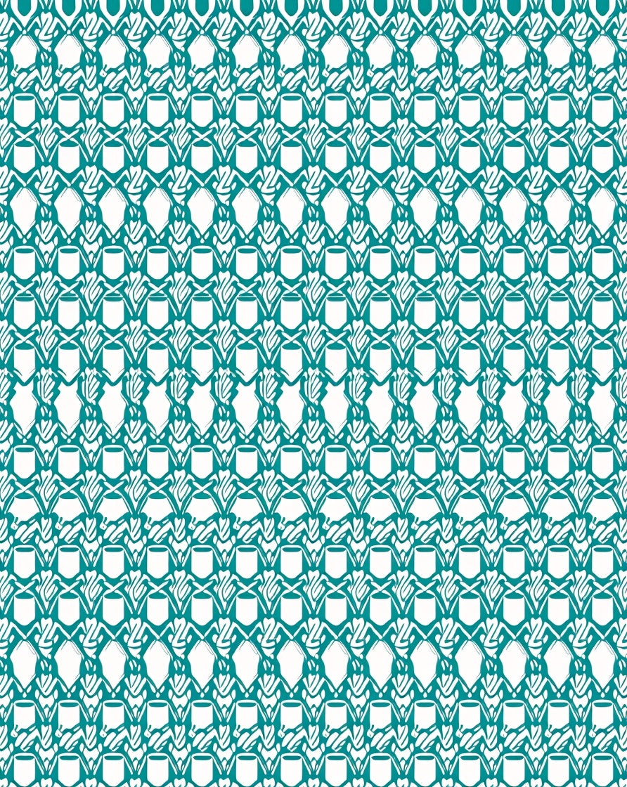 Teal Diamond Lattice Interlocking Geometric Rug