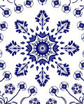 Blue White Floral Medallion Symmetry Rug
