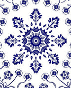 Blue White Floral Medallion Symmetry Rug