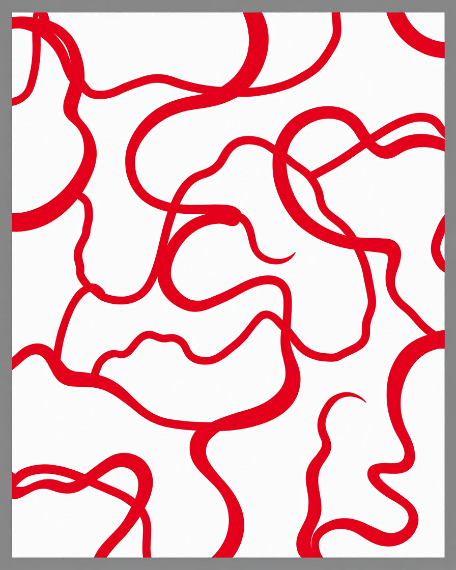 Crimson Ribbon Fluid Abstract Rug