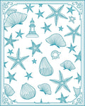 Teal Coastal Lighthouse Shell Starfish Scene Rug