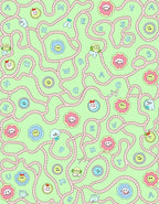 Whimsical Flower Faces Maze Rug