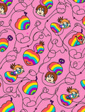 Pink Cartoon Rainbow Heart Characters Rug