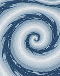Deep Blue Swirling Feather Medallion Rug