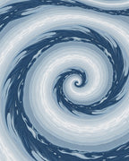 Deep Blue Swirling Feather Medallion Rug