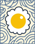 Whimsical Fried Egg Creamy Blue Rug