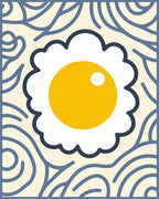 Whimsical Fried Egg Creamy Blue Rug