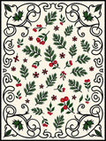 Rustic Holly Berry Twig Arrangement Rug