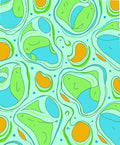 Playful Orange Blue Biomorphic Shapes Rug