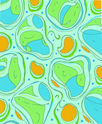 Playful Orange Blue Biomorphic Shapes Rug