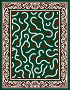 Deep Green Abstract Swirl Border Rug