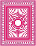 Vivid Magenta Sunburst Geometric Border Rug