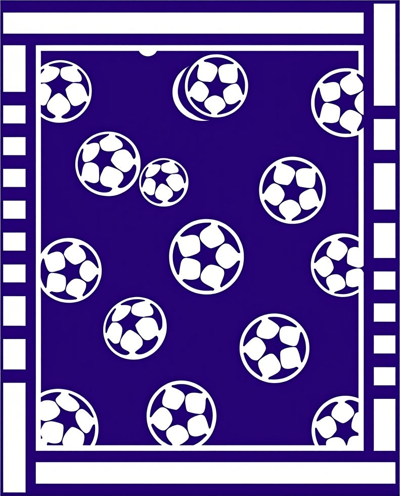 Deep Blue Soccer Ball Scatter Rug