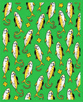 Playful Yellow Fish Green Background Rug