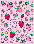 Cute Pink Strawberry Floral Scatter Rug