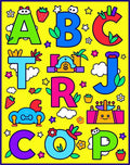 Playful Alphabet Garden Illustration Rug