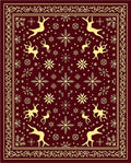 Red Deer Snowflake Border Rug