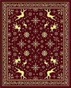 Red Deer Snowflake Border Rug