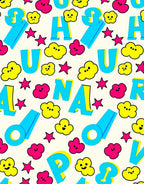 Bright Blue Alphabet Yellow Cloud Rug
