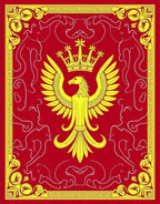 Crimson Yellow Crowned Eagle Heraldic Rug