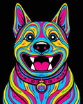 Vibrant Tri-Color Dog Portrait Rug