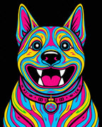 Vibrant Tri-Color Dog Portrait Rug