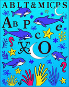 Blue Dolphin Ocean Alphabet Rug