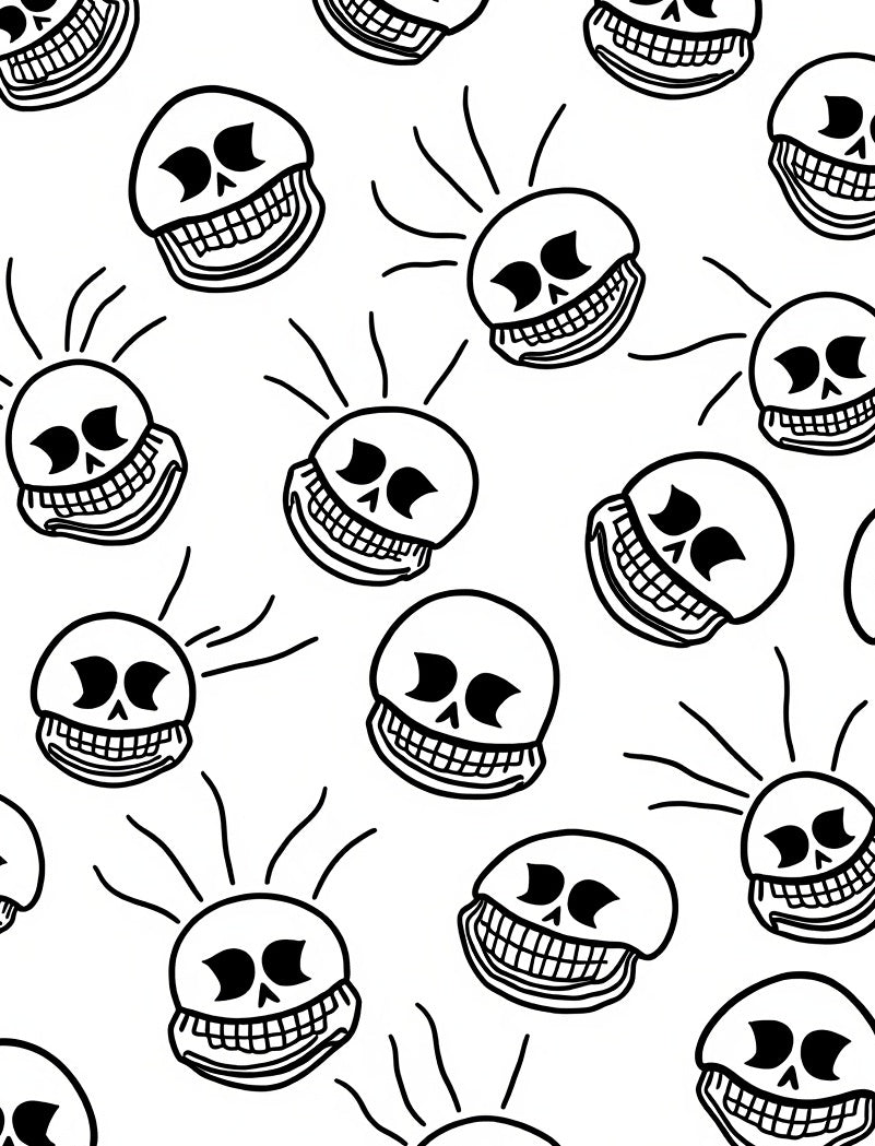Whimsical Grinning Skull Repeating Pattern Rug