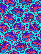 Whimsical Red Blue Whale Collection Rug