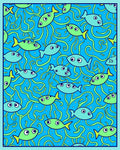 Blue Marine Life Fish Swirls Rug