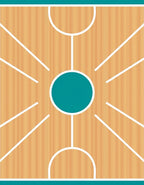 Wood Court Teal Circle Lines Rug
